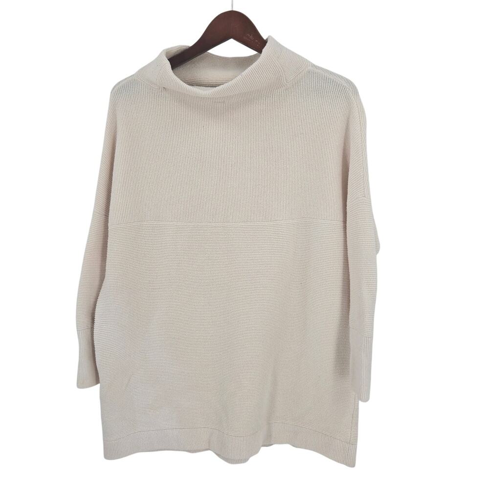 Free People Ottomon slouchy tunic cream mock neck oversized sweater size small